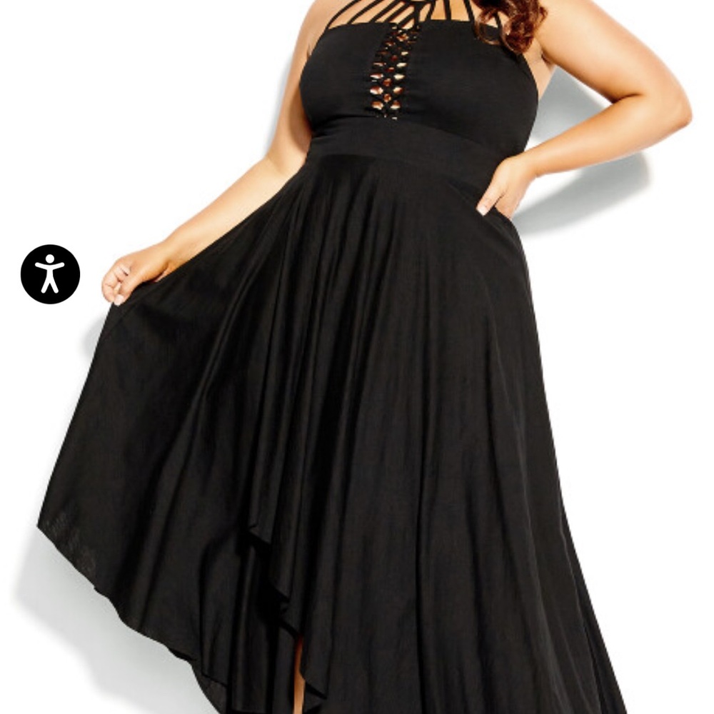 City Chic Plait Detail Maxi Dress - Black